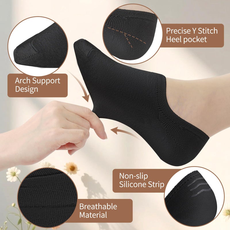 Ordenado Women's 6 Pairs Casual Thin No Show Socks Non Slip Flat Boat Line Multicolor - Image 3